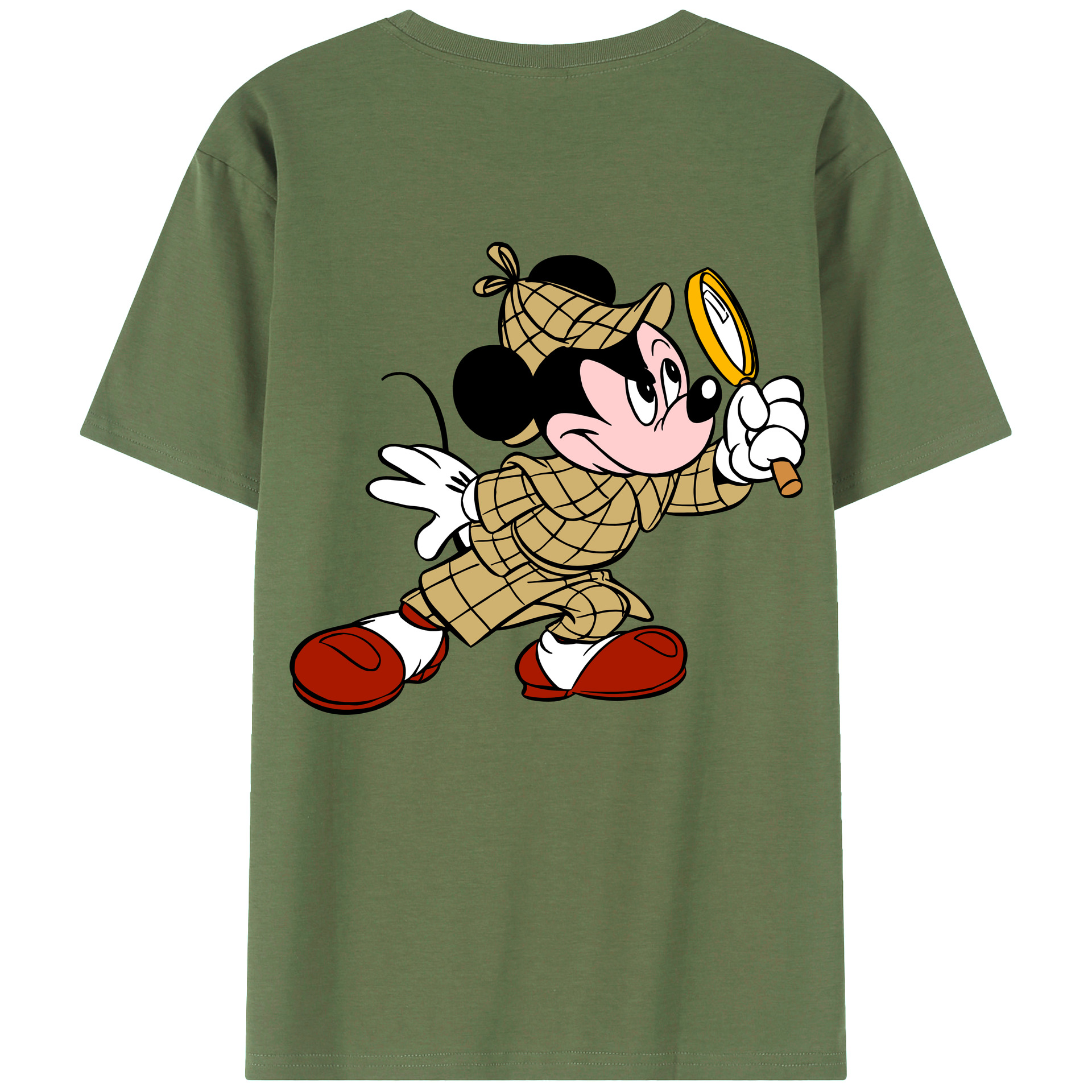 ミッキーマウス Mickey Mouse 綿100％ メンズ半袖Tシャツ（バックプリント） 通気性